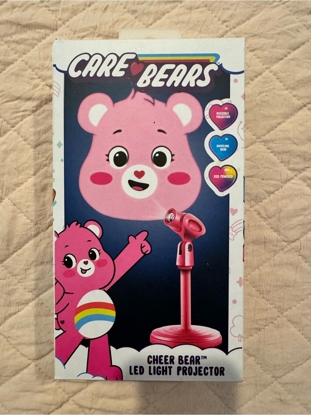 Care Bears Cheer Bear Pink LED Light Projector - Kids Room Decor/toy